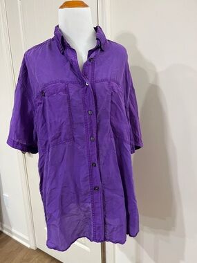 Vintage 90s Forenza Vibrant Purple Silk Shirt